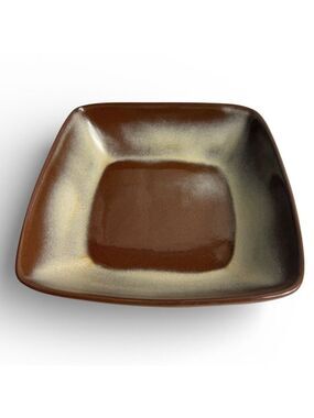 Frankoma Pottery Brown Square Serving Dish Vintage
